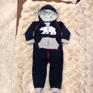 Hatley polar bear zip up hodded Bodysuit